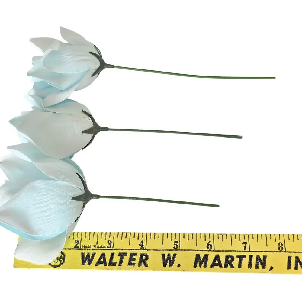 45 Baby Blue Powder Blue Artificial Silk Roses 3in Short Stem Wedding Flowers